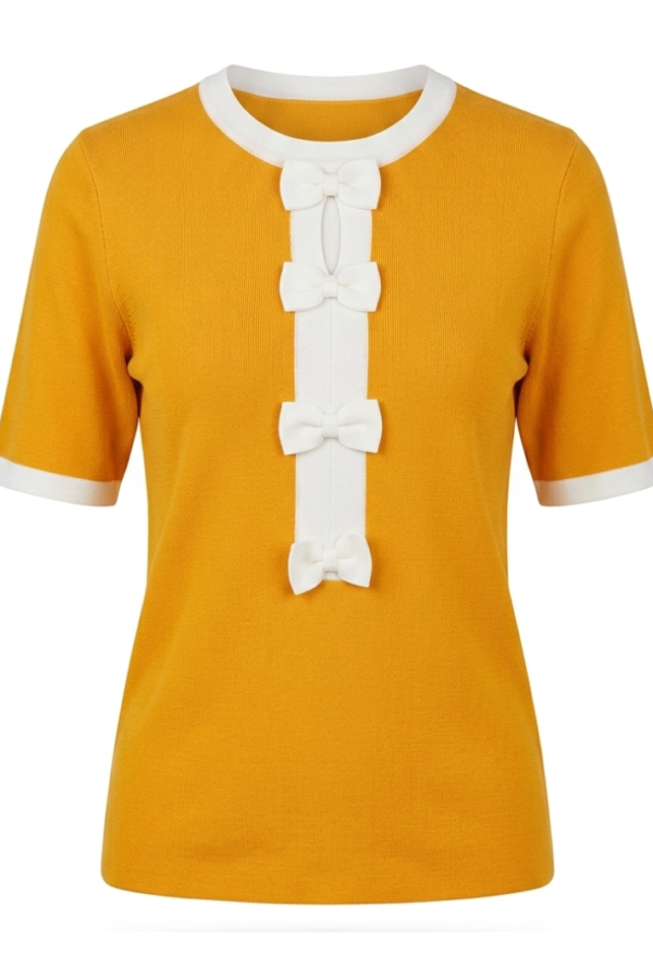 Women Mustard Bow Detail Top