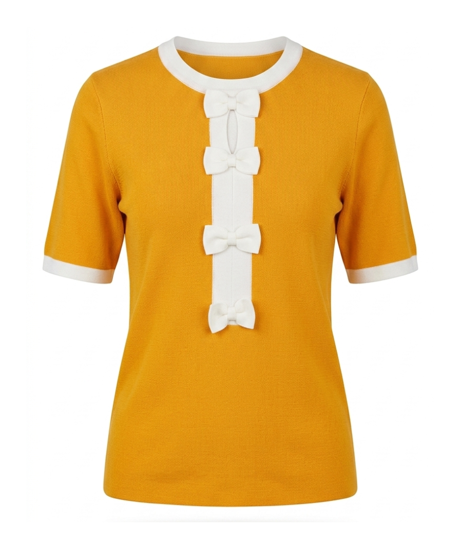 Women Mustard Bow Detail Top - Image 2