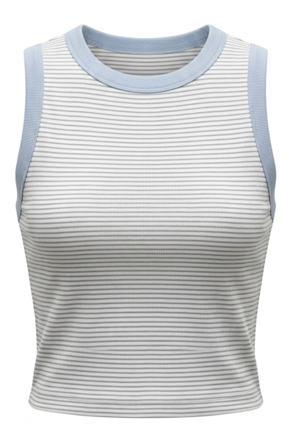 Women Blue Striped Crop Top