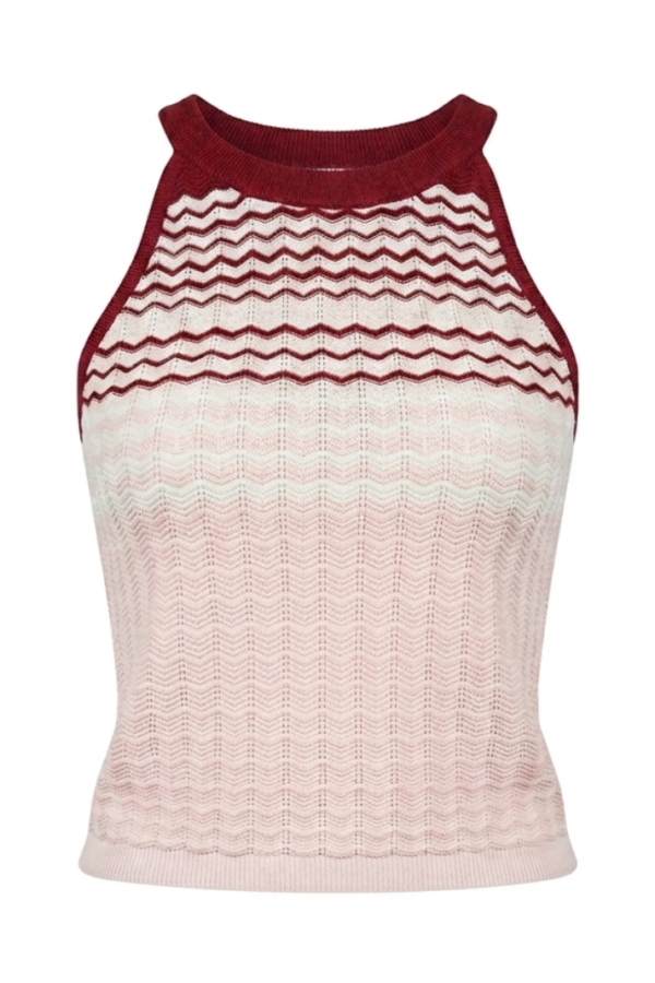 Women Pink Wave Knit Top