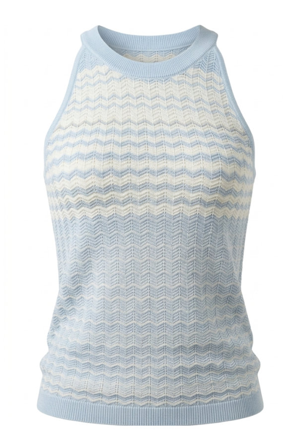 Women Blue Wave Knit Top