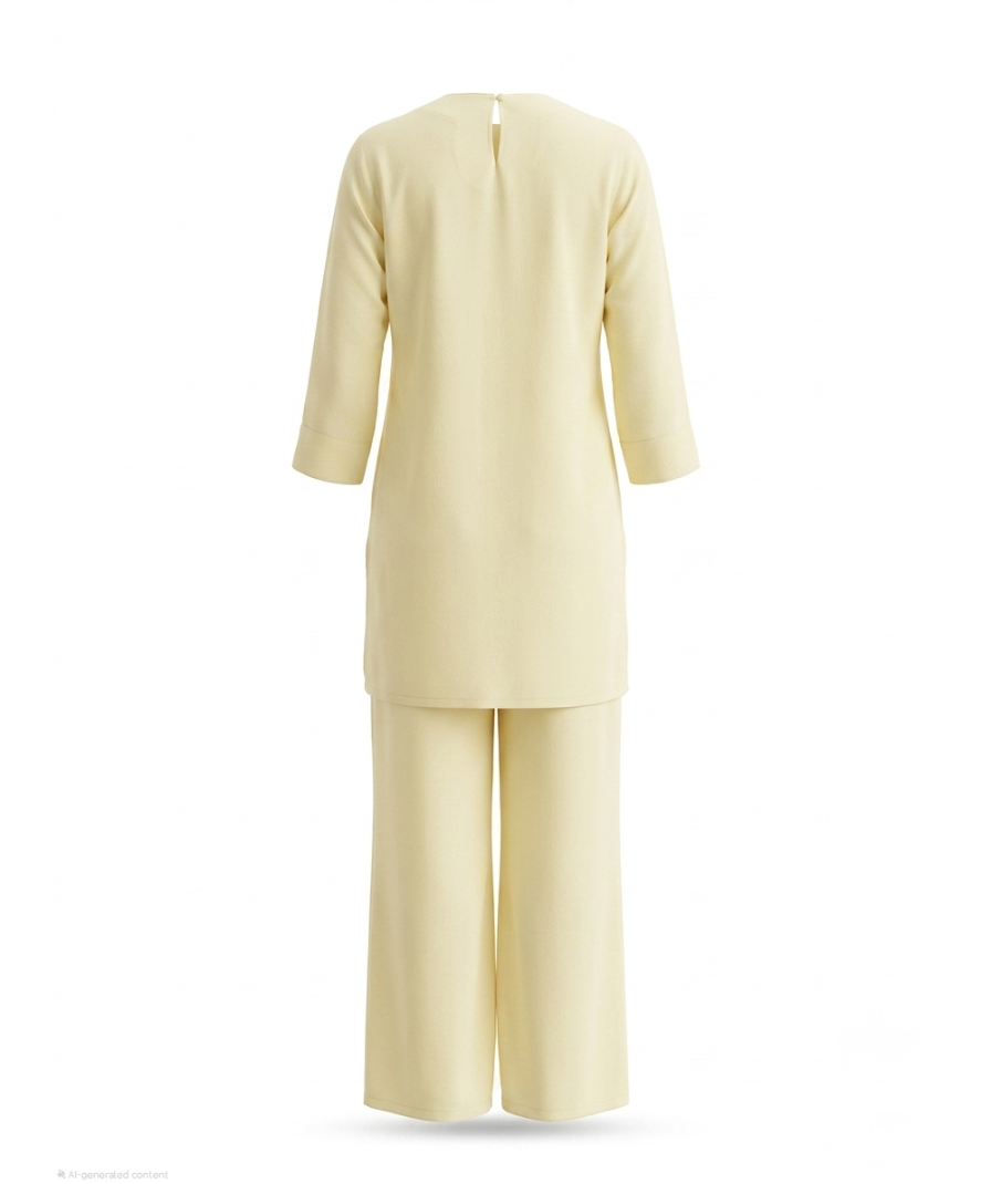 Pastel Yellow Embroidered Co-ord Set - Image 4