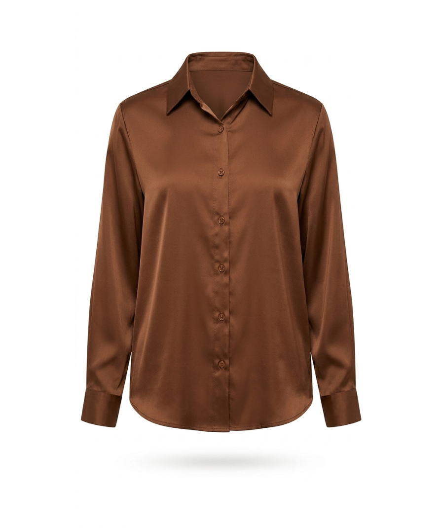 Women Solid Brown Shirt - Image 2