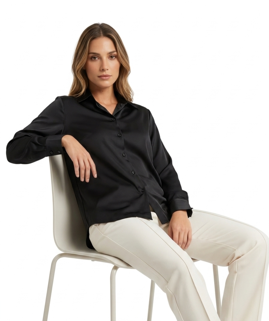 Women Solid Black Shirt - Image 3