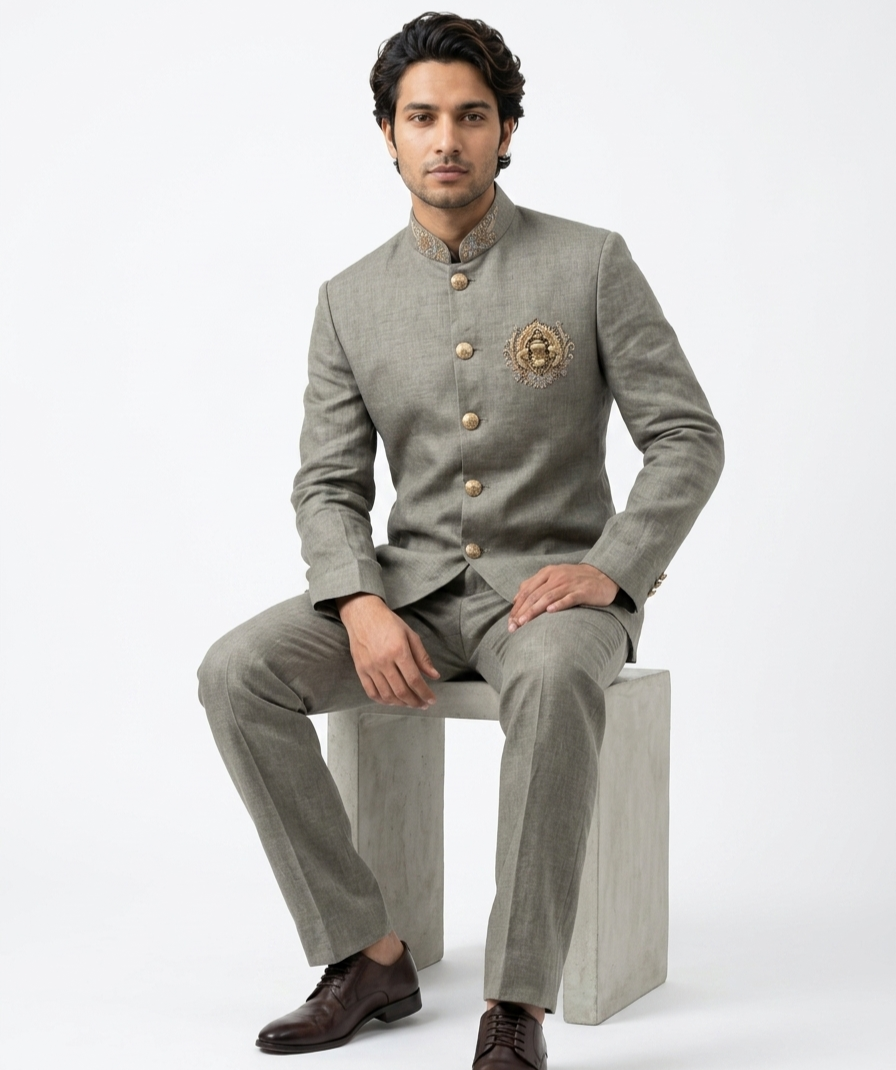 Men Green Jodhpuri Suit - Image 3