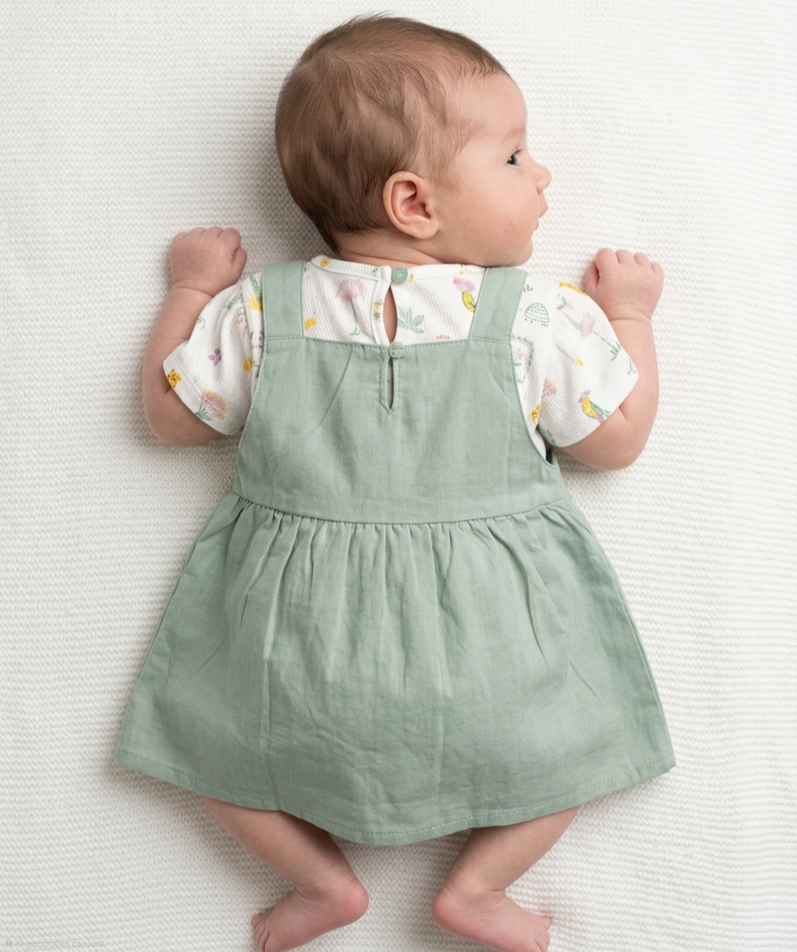 Girls Printed Dungaree Set - Image 4