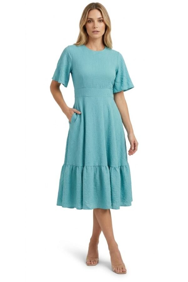 Women Textured Puff Sleeve Dress