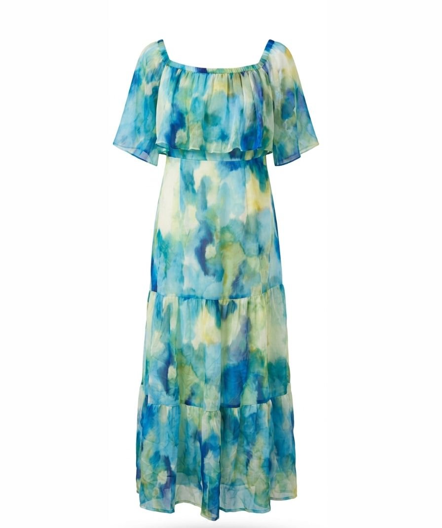 Blue Abstract Print Maxi Dress - Image 3