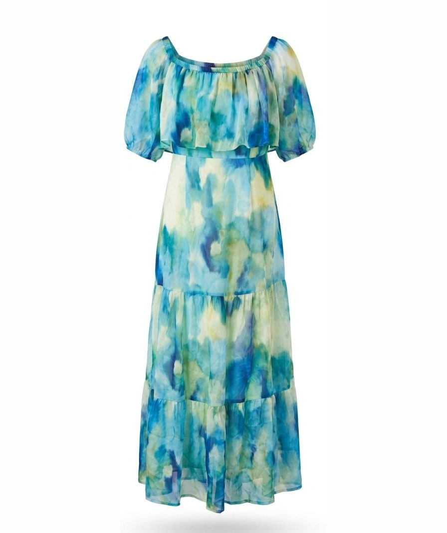 Blue Abstract Print Maxi Dress - Image 2