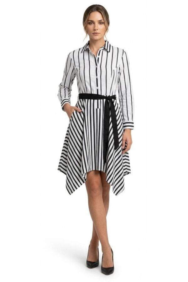 Black White Striped Shirt Dress