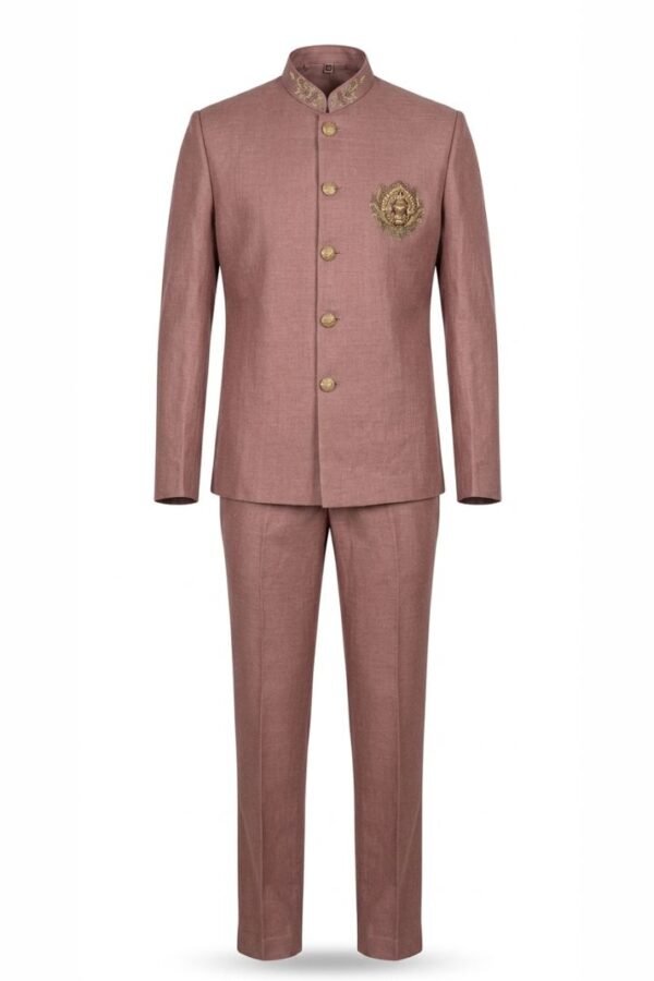 Dusty Rose Bandhgala Suit Set