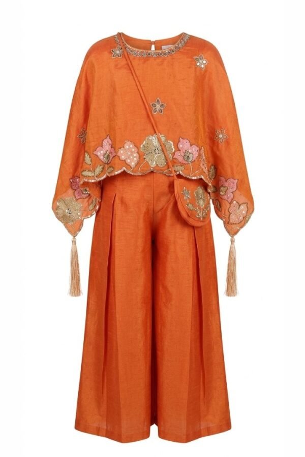 Girls Orange Embroidered Set