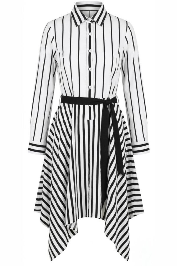 Black White Striped Shirt Dress