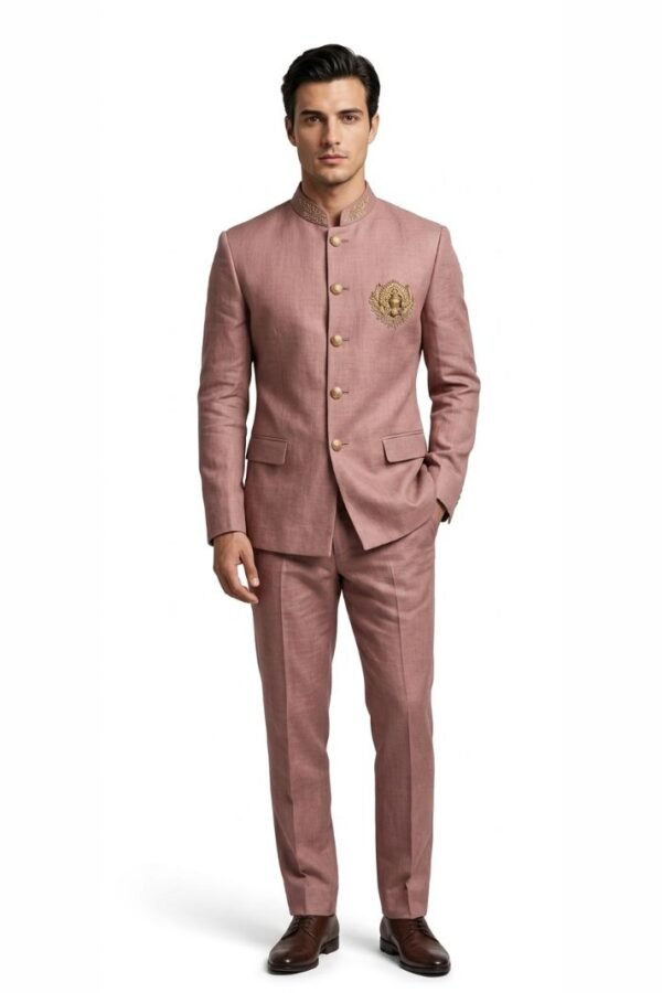 Dusty Rose Bandhgala Suit Set
