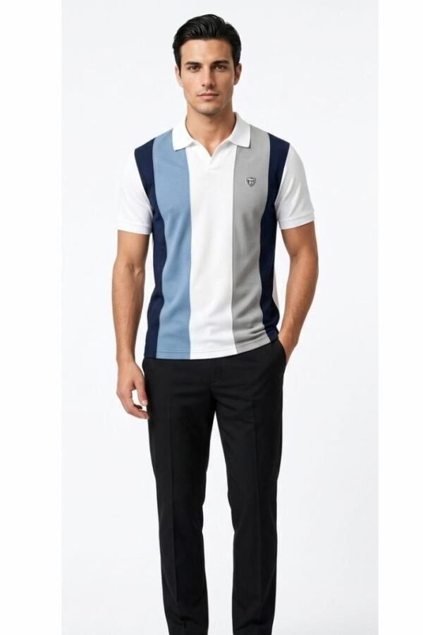 Colorblocked Striped Polo T-Shirt