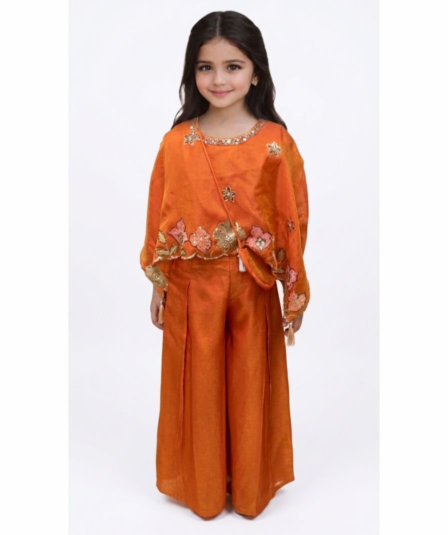 Girls Orange Embroidered Set