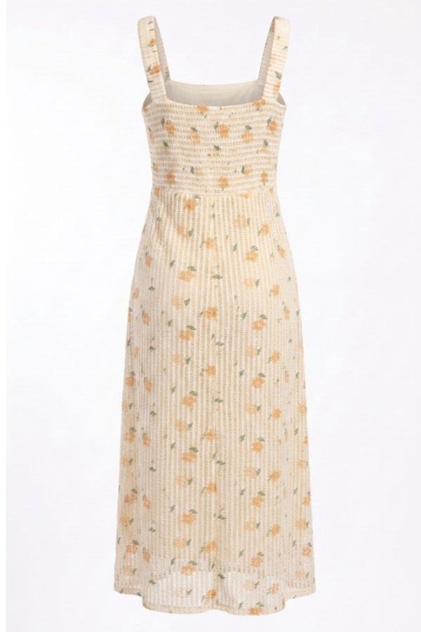 Floral Print Textured Midi Dress