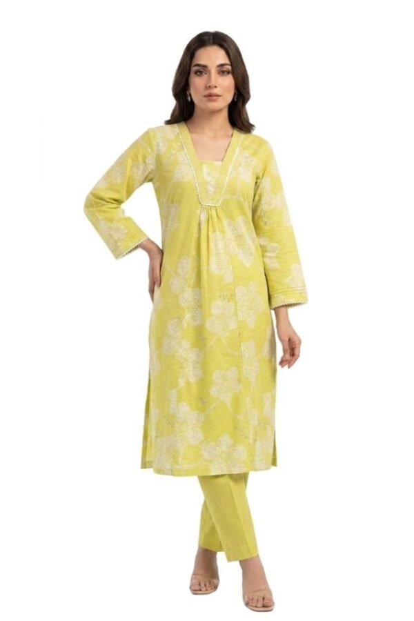 Lime Green Printed Kurta Set