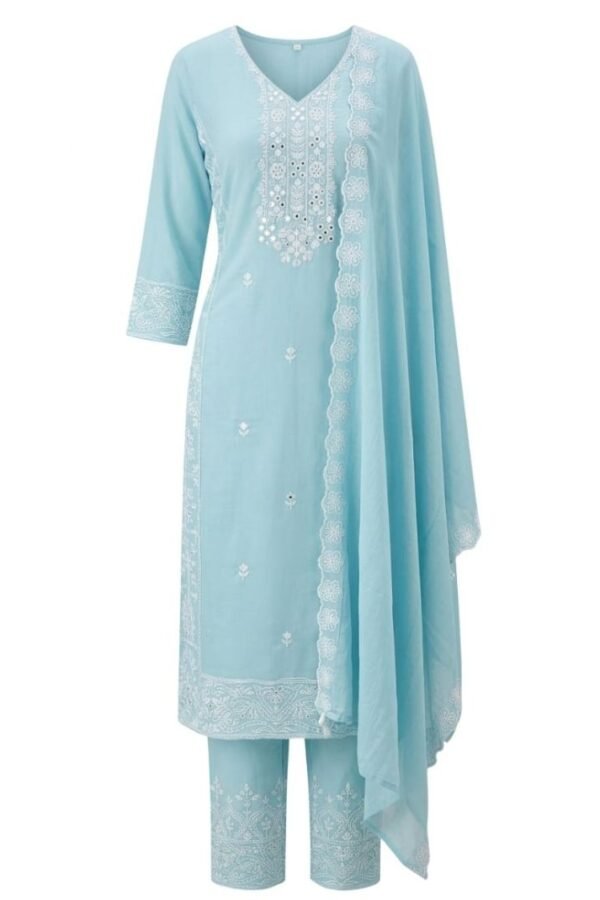 Sky Blue Embroidered Kurta Set