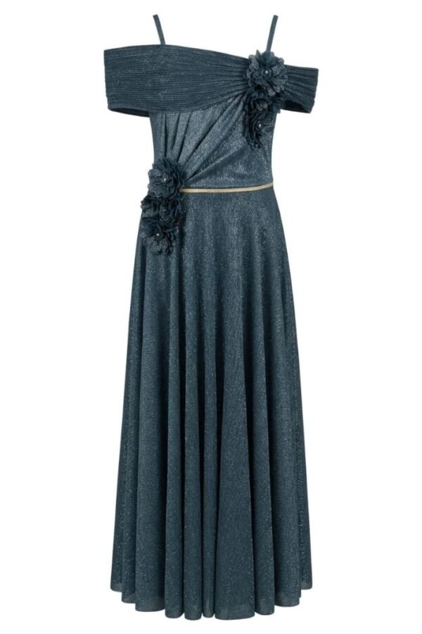 Girls Blue Glitter Party Gown