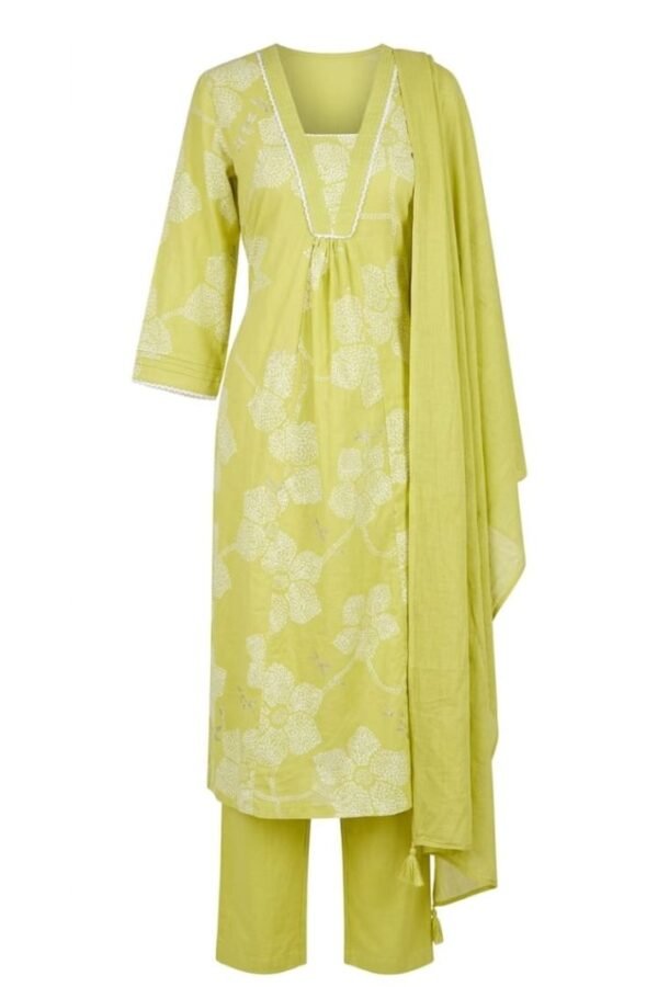 Lime Green Printed Kurta Set