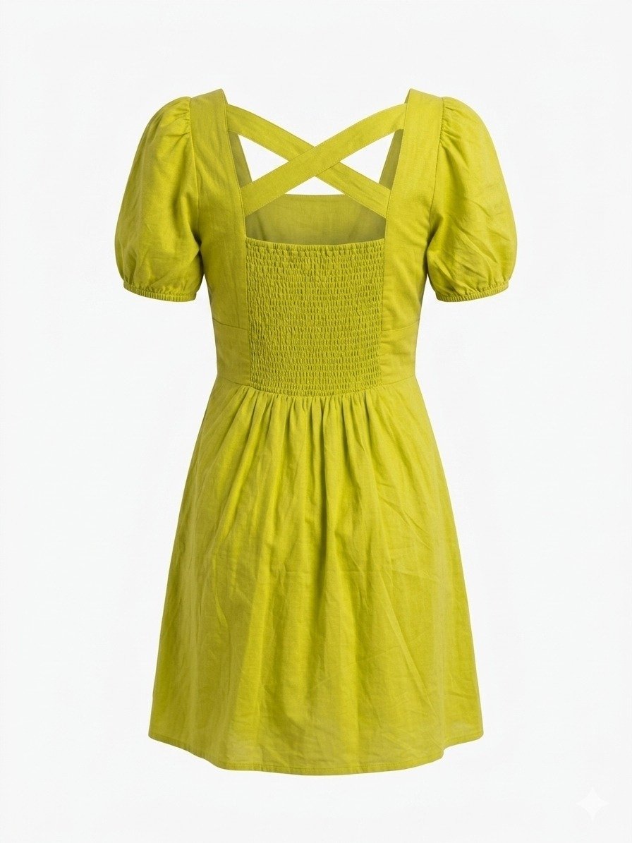 Lime Green Square Neck Dress - Image 5
