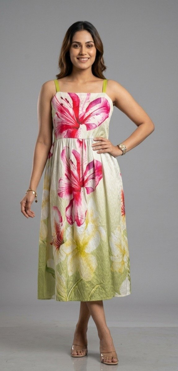 Floral Print Cotton Maxi Dress