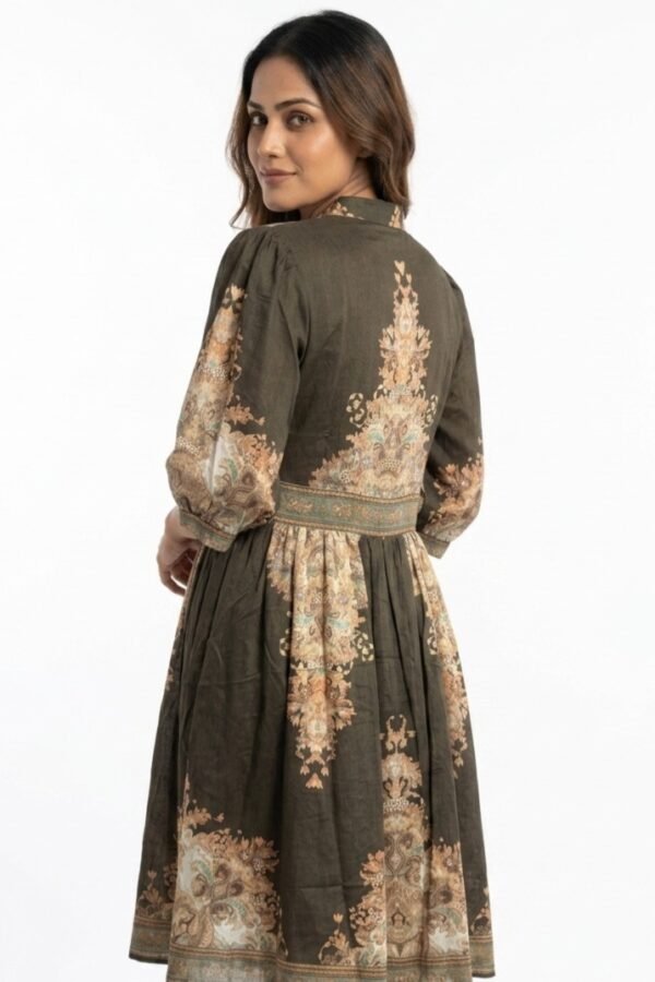 Printed Brown Ethnic Midi Dress