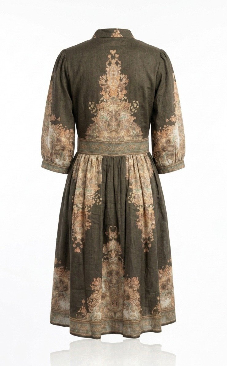 Printed Brown Ethnic Midi Dress - Image 5