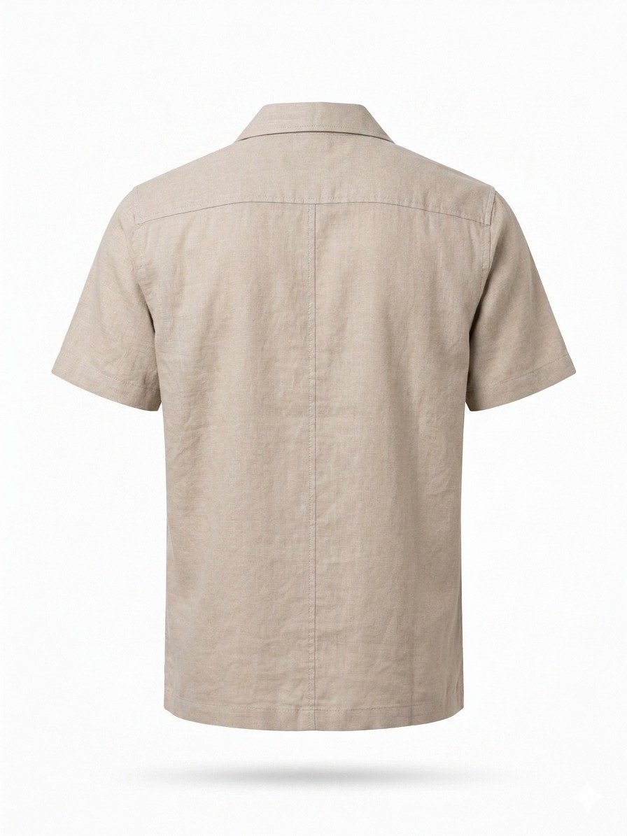 Beige Floral Embroidered Linen Shirt - Image 3
