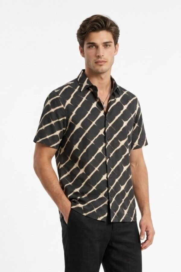 Black Tie-Dye Print Shirt
