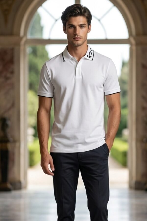 White Logo Collar Polo T-Shirt