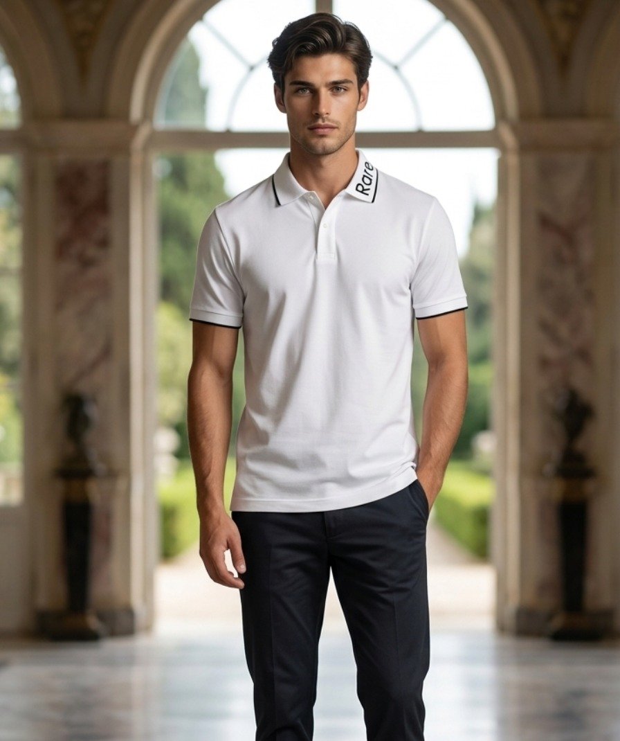 White Logo Collar Polo T-Shirt