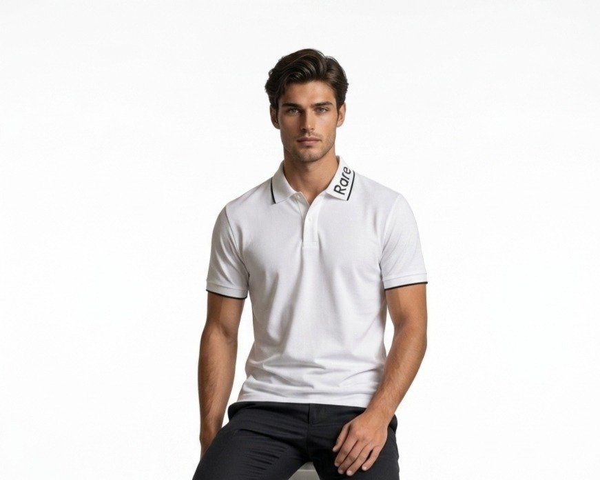 White Logo Collar Polo T-Shirt - Image 4