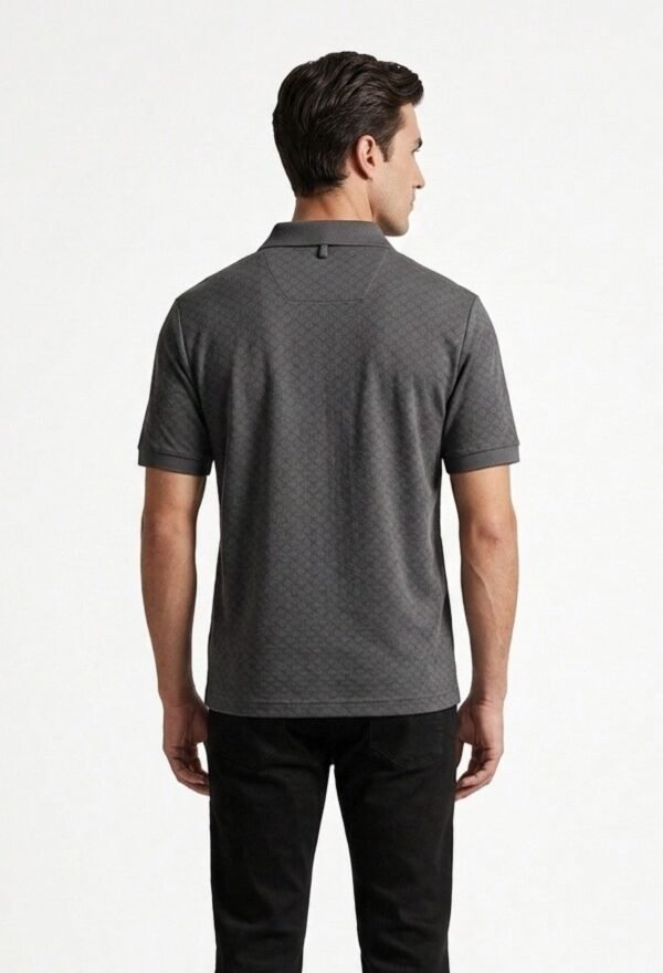 Charcoal Grey Textured Polo Shirt