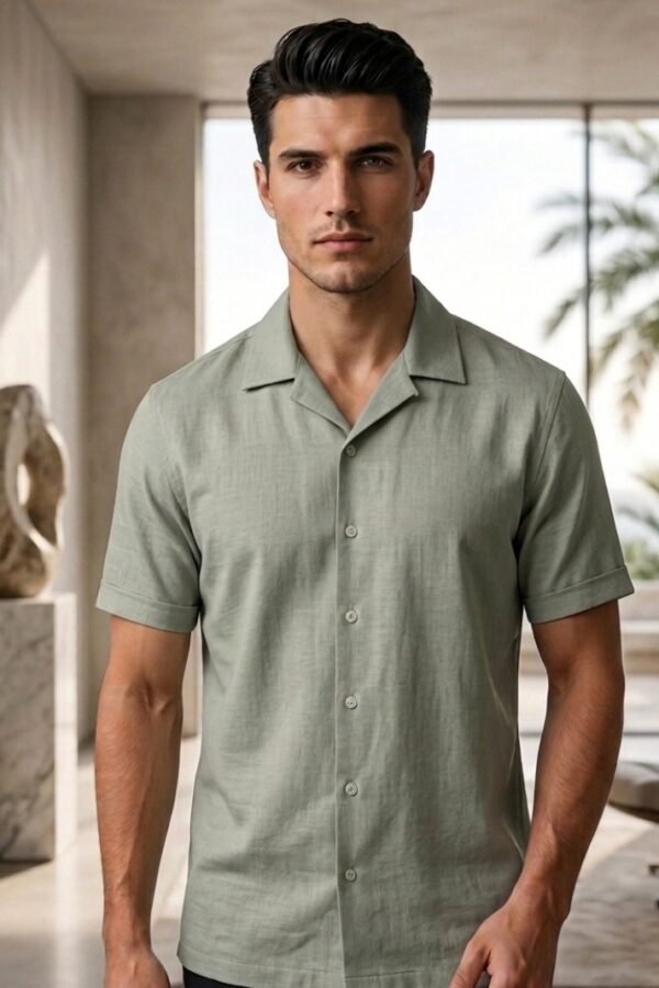 Olive Green Camp Collar Shirt