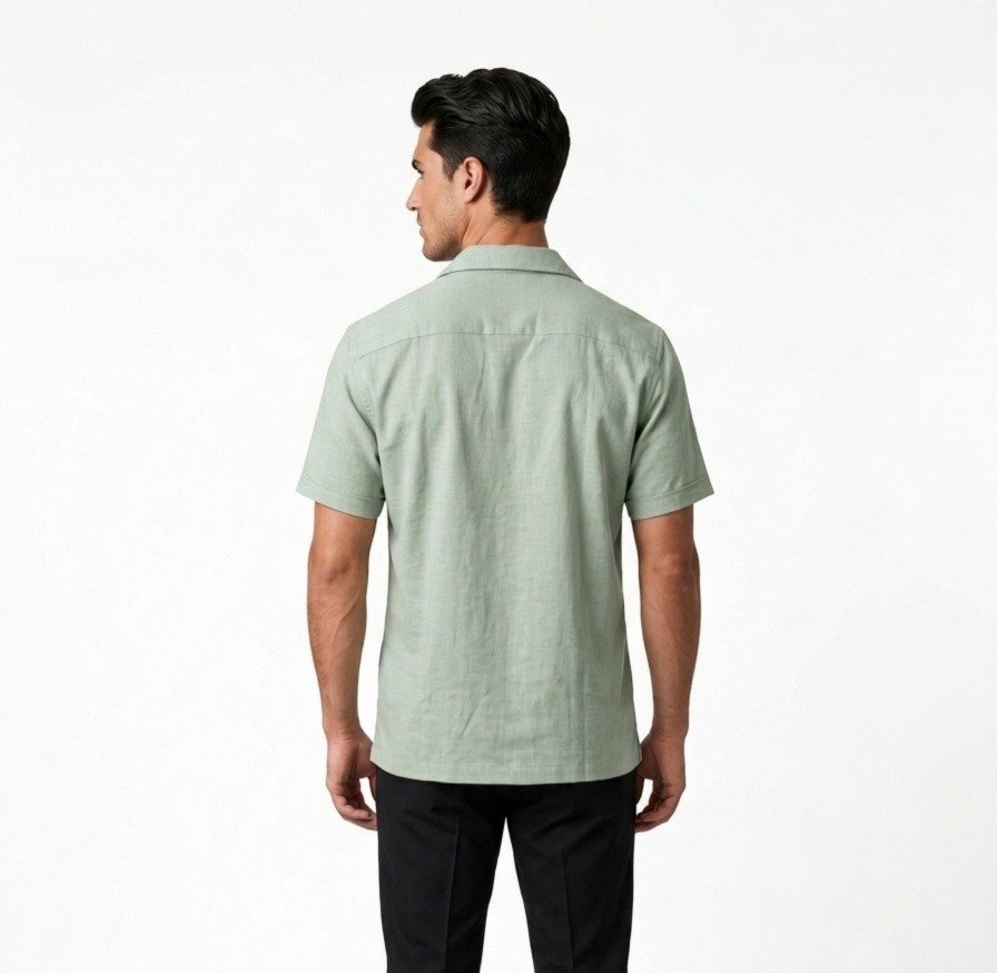 Olive Green Camp Collar Shirt - Image 2