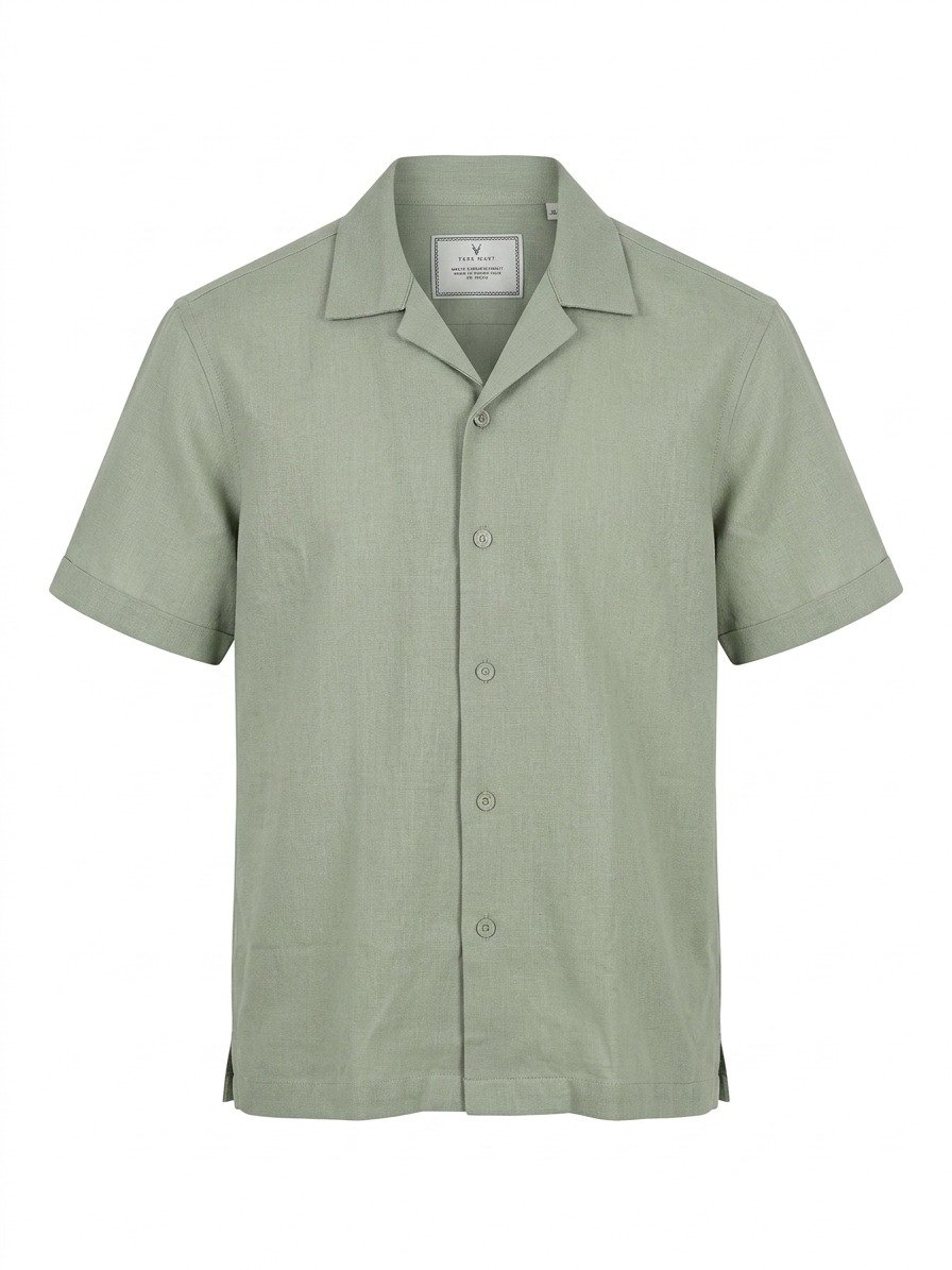 Olive Green Camp Collar Shirt - Image 4