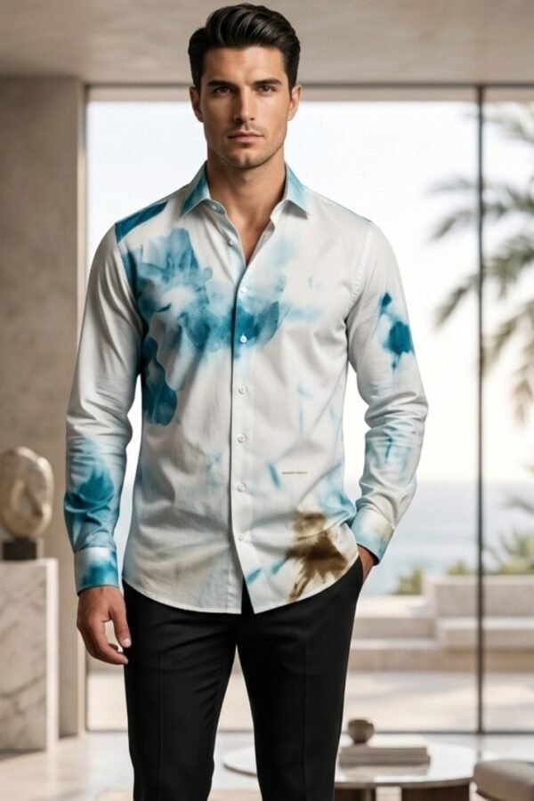 Blue Tie-Dye Printed Shirt