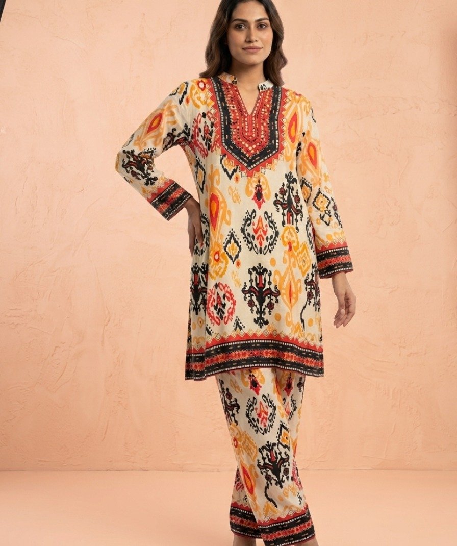 Printed Ethnic Kurta Pant Set