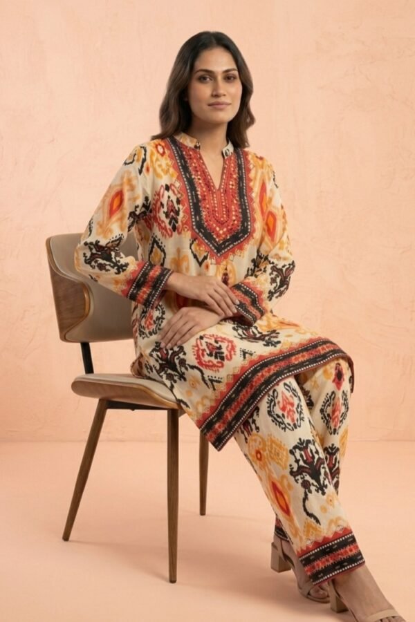 Printed Ethnic Kurta Pant Set