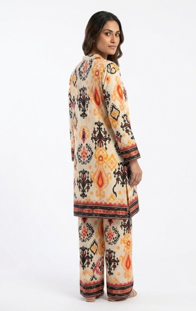 Printed Ethnic Kurta Pant Set - Image 3