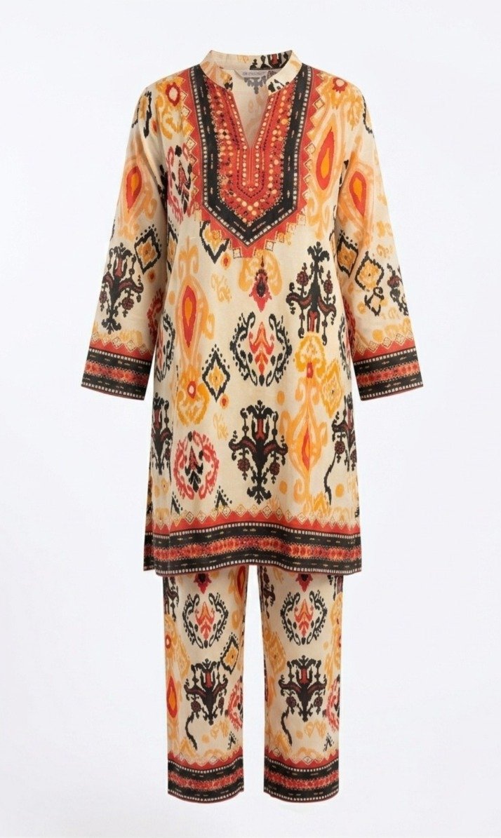 Printed Ethnic Kurta Pant Set - Image 4