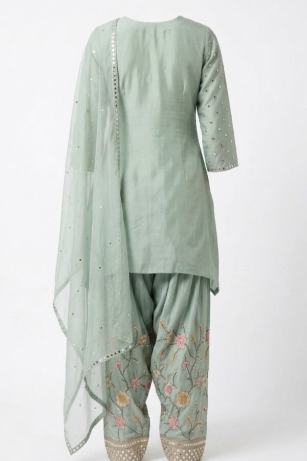 Embroidered Sage Green Suit Set