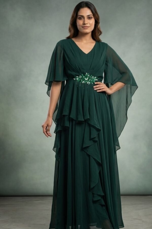 Dark Green Embellished Gown