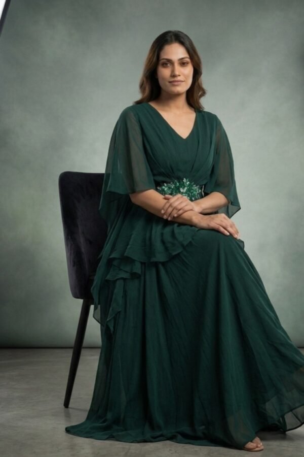 Dark Green Embellished Gown