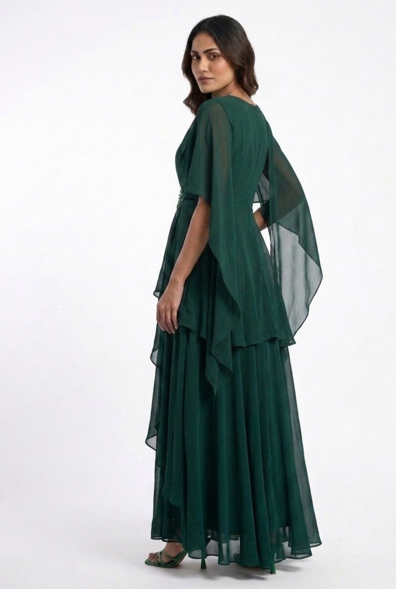 Dark Green Embellished Gown - Image 5