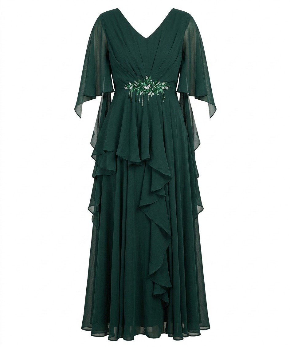 Dark Green Embellished Gown - Image 3