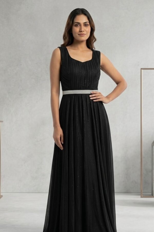 Black Pleated Maxi Gown