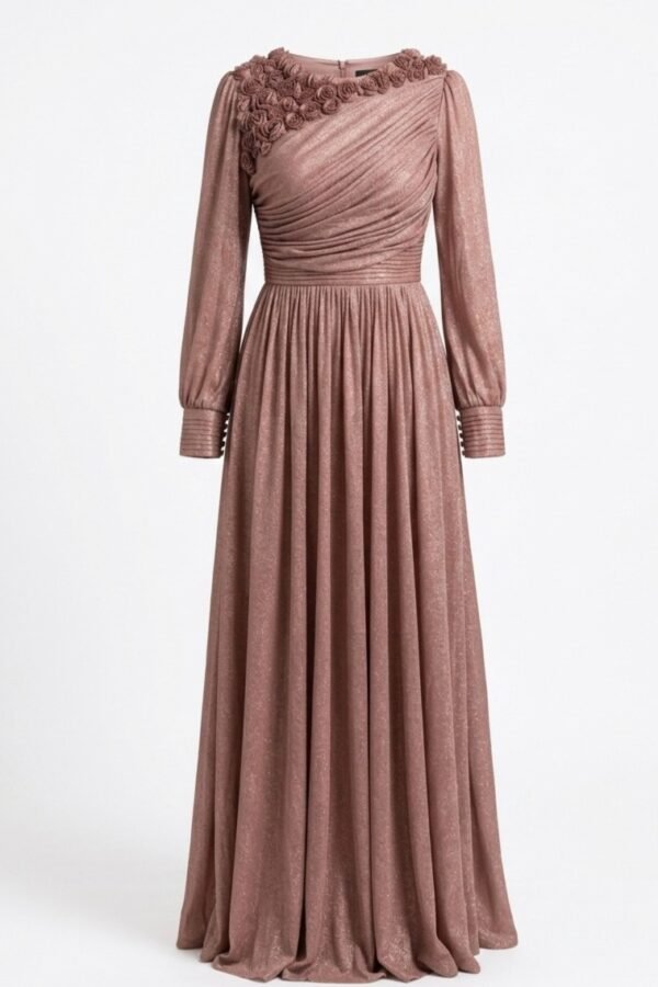 Metallic Rose Gold Gown Dress